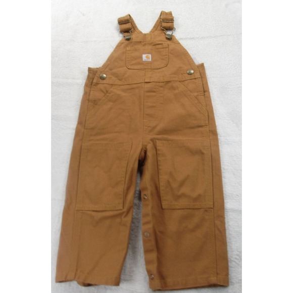 Carhartt Canvas Bib Overall Infant 18M Brown Cotton Adjustable Straps Pockets‎ - Picture 1 of 11